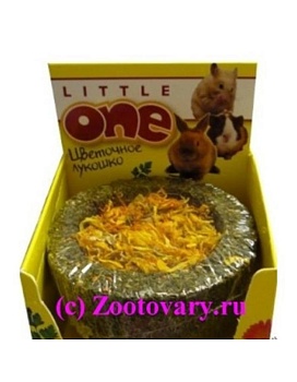 LITTLE ONE Лакомство-игрушка для грызунов Лукошко цветочное съедобное из садовой петрушки и цветков календулы 140г купить  зоотовары для животных