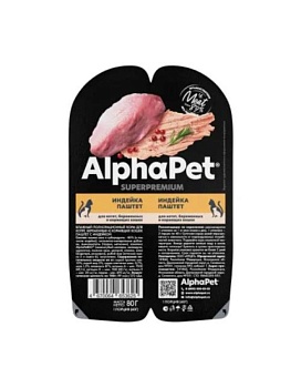 AlphaPet Superpremium Влажный полнорационный корм для котят, беременных и кормящих кошек паштет с индейкой 15х80г купить  зоотовары для животных