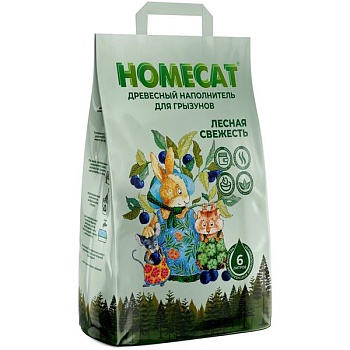 HOMECAT Лесная свежесть древесный наполнитель для грызунов 2кг купить  зоотовары для животных