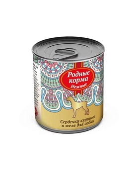 РОДНЫЕ КОРМА консервы для собак Нежные Сердечки куриные в желе 12х240г купить  зоотовары для животных