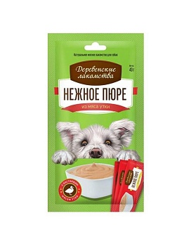 ДЕРЕВЕНСКИЕ ЛАКОМСТВА нежное пюре для собак из мяса утки 40г купить  зоотовары для животных