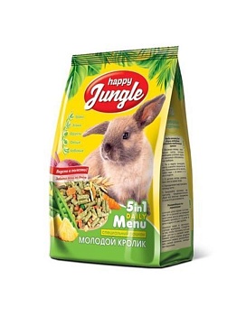 HAPPY JUNGLE Корм для молодых кроликов 400гр купить  зоотовары для животных