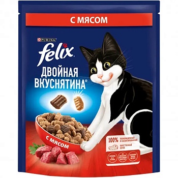 Felix Двойная вкуснятина корм для кошек, с мясом 200г купить  зоотовары для животных