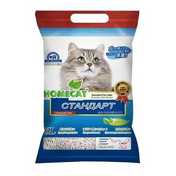 HOMECAT Эколайн Стандарт комкующийся наполнитель 6л купить  зоотовары для животных