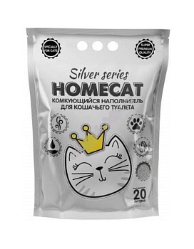 HOMECAT SILVER SERIES комкующийся наполнитель премиум для кошачьих туалетов 20л купить  зоотовары для животных