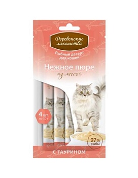 ДЕРЕВЕНСКИЕ ЛАКОМСТВА Нежное пюре из лосося 40г купить  зоотовары для животных