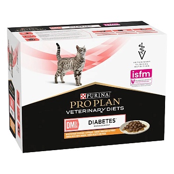 PRO PLAN VETERINARY DIETS DM ST/OX Diabetes Management 85 г влажный корм для кошек диетический при сахарном диабете, с курицей, в соусе 1х10  {12507946} купить  зоотовары для животных