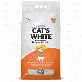 Наполнитель Cat's White Orange комкующийся с ароматом апельсина 5л купить  зоотовары для животных