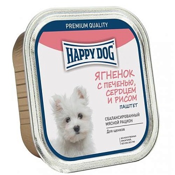 Happy Dog Natur Line консервы для собак Ягненок с печенью, сердцем и рисом паштет 10х125гр купить  зоотовары для животных