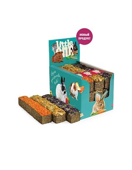 LITTLE ONE Палочка для всех видов грызунов и кроликов из луговых трав с топпингом, ассорти (морковь, календула, мальва), 85 г 9шт купить  зоотовары для животных