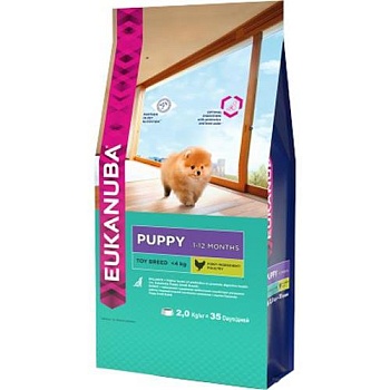 EUKANUBA PUPPY TOY BREED сухой корм для щенков миниатюрных пород 800г купить  зоотовары для животных