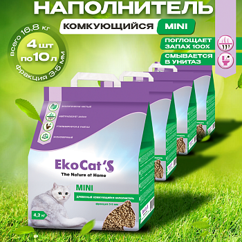 Eko Cat`s Mini древесный комкующийся наполнитель 4х10л купить  зоотовары для животных