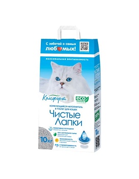 Чистые Лапки Комфорт комкующийся наполнитель для кошек 10кг купить  зоотовары для животных