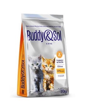 BUDDY SOL CARE KITTEN сухой корм для котят с индейкой и уткой 10кг купить  зоотовары для животных