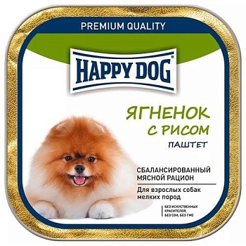 Happy Dog Natur Line консервы для собак Ягненок с рисом паштет 10х125гр купить  зоотовары для животных