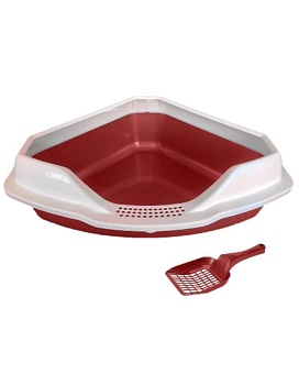 HOMECAT 56х42х17 см туалет для кошек угловой с бортиком и совком бордовый перламутр {3516326} купить  зоотовары для животных