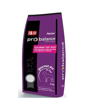 ProBalance Gourmet diet Корм для собак с Говядиной и Ягненком 15кг купить  зоотовары для животных