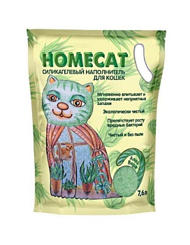 HOMECAT Алоэ Вера силикагелевый наполнитель для кошачьих туалетов с ароматом Алоэ Вера 7.6л купить  зоотовары для животных