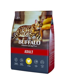Mr.Buffalo ADULT сухой корм для кошек с курицей 1,8кг купить  зоотовары для животных