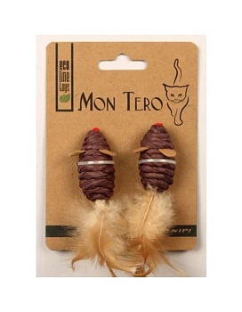 Мон Теро ЭКО игрушка для кошек "Мышь", 2шт х 5 см, с перьями, с кошач. мятой, фиолетовые XHC купить  зоотовары для животных