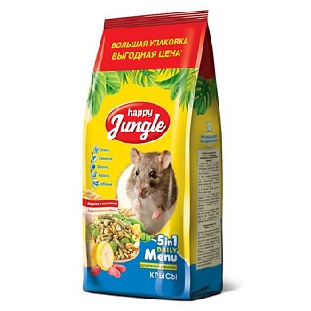 HAPPY JUNGLE Корм для декоративных крыс 900гр купить  зоотовары для животных