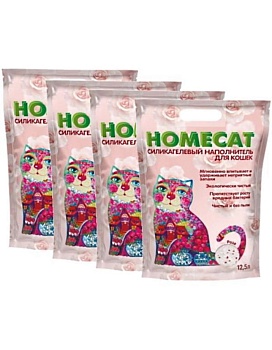 HOMECAT Роза Силикагелевый наполнитель для кошачьих туалетов с ароматом розы 4x12,5л купить  зоотовары для животных