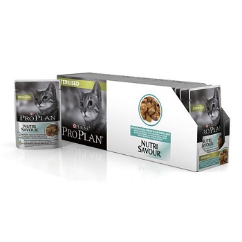 Pro Plan Nutri Savour Adult Консервы для Стерилизованных Кошек с Океанской рыбой в Желе 26х85гр купить  зоотовары для животных