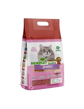 HOMECAT Ecoline Лотос комкующийся наполнитель для кошачьих туалетов с ароматом лотоса 6л купить  зоотовары для животных