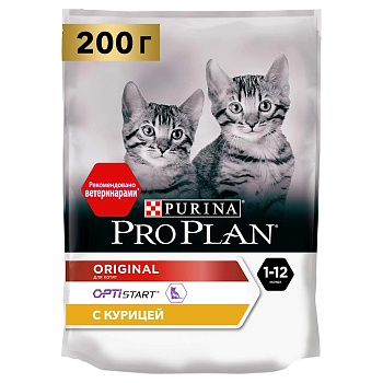 PRO PLAN сухой корм для котят до года, с высоким содержанием курицы 400г купить  зоотовары для животных