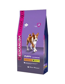 EUKANUBA PUPPY MEDIUM BREED сухой корм для щенков средних пород 15кг купить  зоотовары для животных