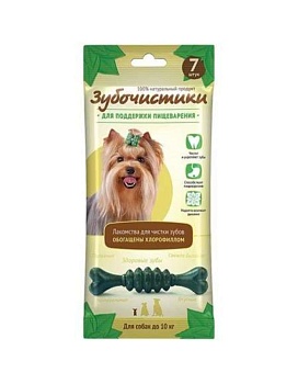 Зубочистики Мятные с Хлорофиллом для Собак Мелких Пород, 7Шт/60Г 73303976 купить  зоотовары для животных