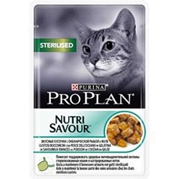 Pro Plan Nutri Savour Adult Консервы для Стерилизованных Кошек с Океанской рыбой в Желе 85гр купить  зоотовары для животных