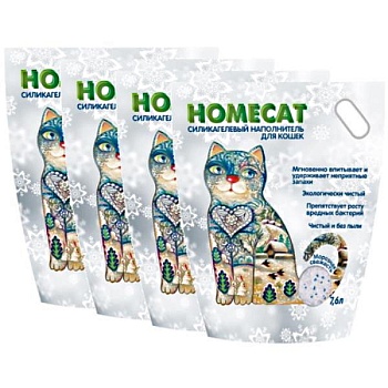 HOMECAT Морозная свежесть Силикагелевый наполнитель для кошачьих туалетов с ароматом морозной свежести 4х7,6л купить  зоотовары для животных