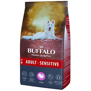 Mr.Buffalo B131 ADULT M/L SENSITIVE сухой корм для собак средних и крупных пород с индейкой 14кг купить  зоотовары для животных