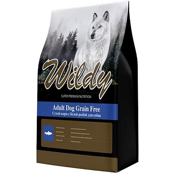 Wildy Adult Dog Grain Free Сухой корм с белой рыбой для собак 15кг купить  зоотовары для животных