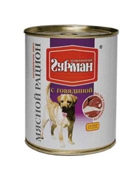 Четвероногий Гурман Мясной Рацион для Собак с Говядиной 6х850г купить  зоотовары для животных