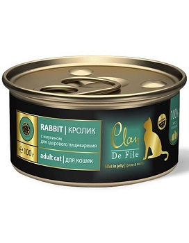 CLAN De File консервы для кошек Кролик 8х100гр купить  зоотовары для животных