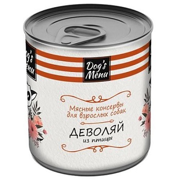 Dog`s Menu консервы для собак Деволяй из птицы 9х750г купить  зоотовары для животных