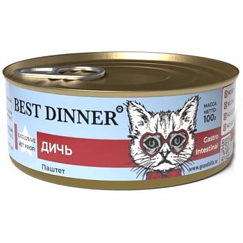 Best Dinner Exclusive Vet Profi Gastro Intestinal для кошек паштет Дичь 12х100г купить  зоотовары для животных