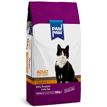 Pawpaw Adult Cat Food with Chicken сухой корм для кошек с курицей 15кг купить  зоотовары для животных