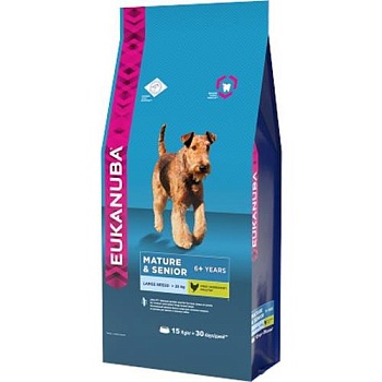 EUKANUBA MATURE & SENIOR LARGE BREED сухой корм для пожилых собак крупных пород 15кг купить  зоотовары для животных