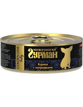 Четвероногий Гурман Золотая Линия для Щенков Курица с Потрошками в Желе 12х100г купить  зоотовары для животных