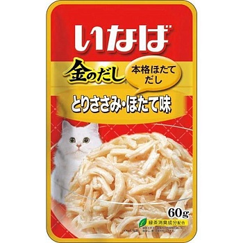 INABA КИННОДАСИ пауч для кошек Куриное филе+морской гребешок в желе 12х60г купить  зоотовары для животных