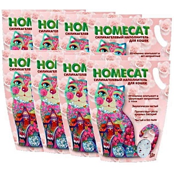 HOMECAT Роза Силикагелевый наполнитель для кошачьих туалетов с ароматом розы 8х3,8л купить  зоотовары для животных