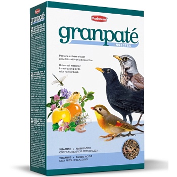 PADOVAN GRANPATEE insectes корм комплексный для насекомоядных и плотоядных птиц с насекомыми 1кг купить  зоотовары для животных