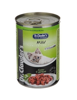 Dr.Clauder`s консервы для кошек дичь 12х415г купить  зоотовары для животных