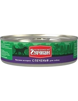 Четвероногий Гурман Мясное Ассотри для собак с Печенью 24х100г купить  зоотовары для животных