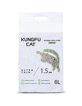 Kungfu Cat Tofu Green Tea Наполнитель растительный комкующийся 6л купить  зоотовары для животных