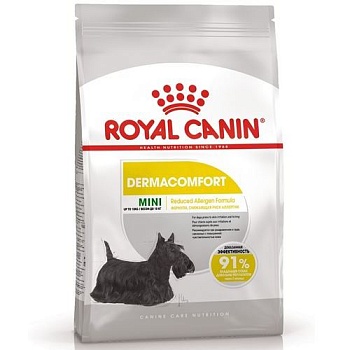 ROYAL CANIN MINI DERMACOMFORT корм для собак мелких пород с раздраженной и зудящей кожей 1кг купить  зоотовары для животных
