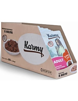 KARMY ADULT корм для кошек консервы Телятина в желе 24х80г купить  зоотовары для животных